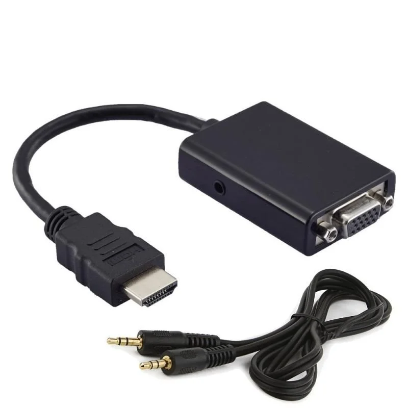 Imagem 3 de 3 do produto Cabo Conversor Md9 VGA Para HDMI 15cm Com Áudio P2 M/hdb15