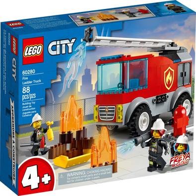 Um presente para crianças que adoram brinquedos de ação, LEGO® City Caminhão dos Bombeiros com Escada (60280) tem um icônico caminhão dos bombeiros co