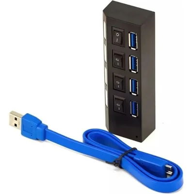 HUB USB 3.0 Expansor, 4 Portas Com Teclas On/Off, Super Rápido