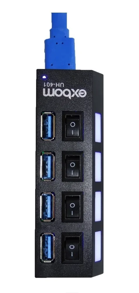 Imagem 2 de 5 do produto HUB USB 3.0 Expansor, 4 Portas Com Teclas On/Off, Super Rápido