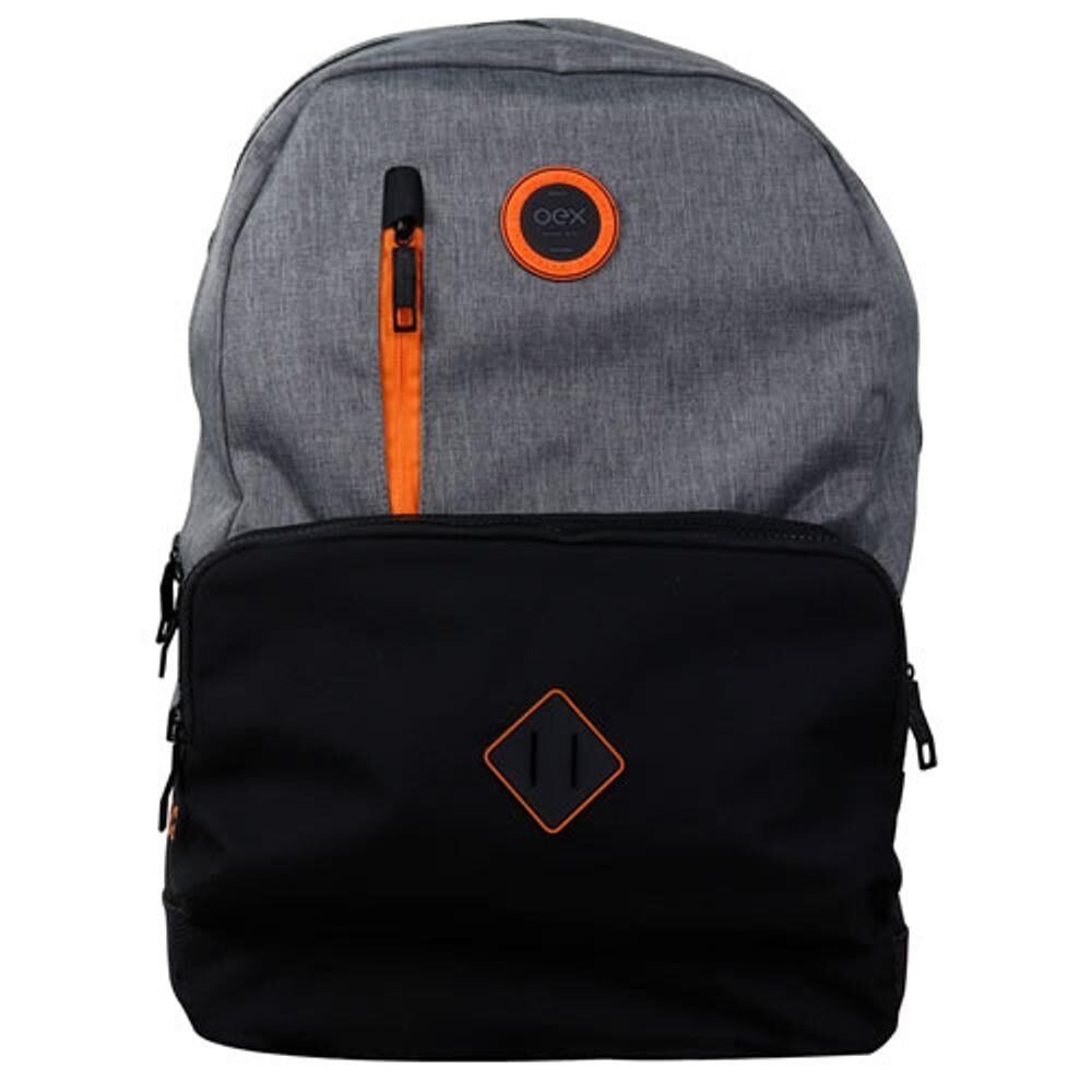 Mochila Para Notebook Oex, Nylon, Revestimento em malha de ar com tramas abertas, Cinza e Laranja - Bk107