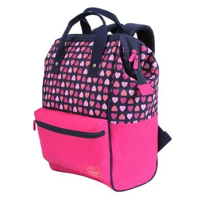 Mochila C/ Alças De Mão Rosa Com Corações