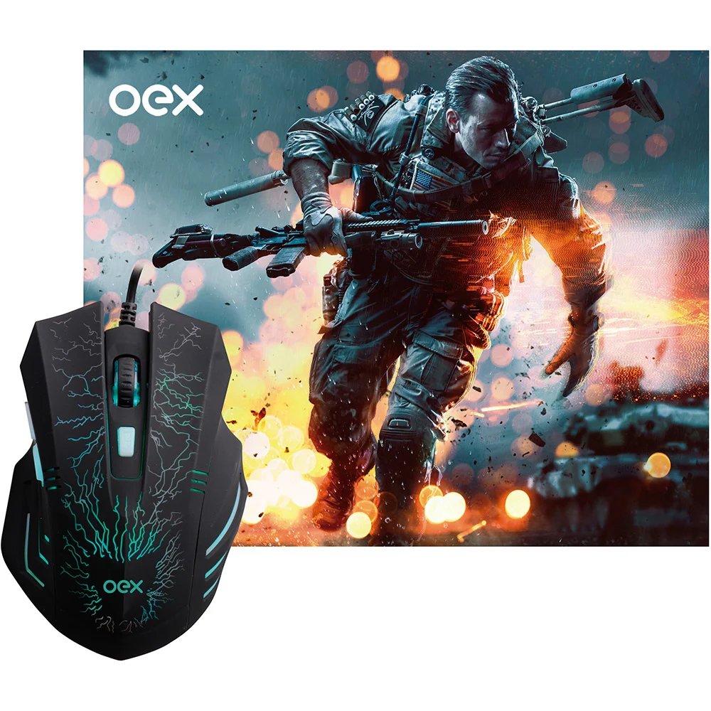Imagem 1 de 4 do produto Kit - Gamer OEX Stage, Mouse Com LED 7 Cores + Mousepad - MC101