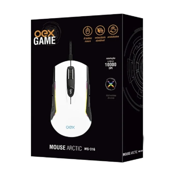 Mouse Gamer Arctic 10000dpi 8 Botões Macro MS316 Oex