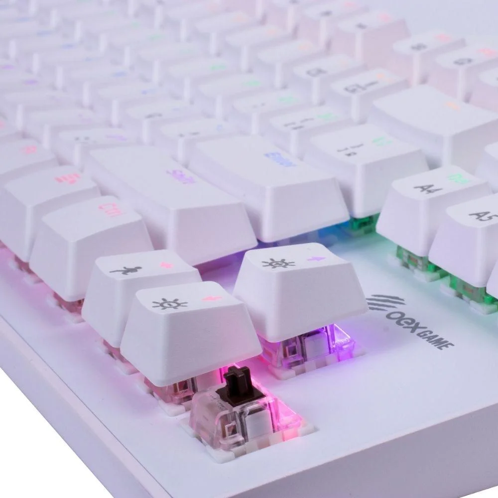Imagem 3 de 5 do produto Teclado  Mecânico Gamer Wolf Tc605, LED Rainbow, Switch Outemu Brown, Anti-Ghosting,  ABNT, Branco