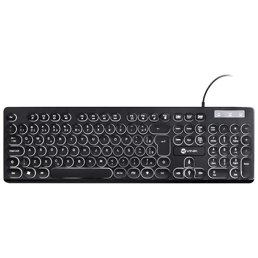 Imagem 5 de 5 do produto Teclado Chocolate Slim Multimídia, Teclas Redondas, Led Branco, 1.8 Metros USB- Tc200