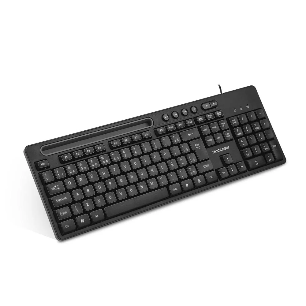 Imagem 3 de 4 do produto Teclado Multimídia Multilaser Office Tc262 Usb C/ Apoio Smartphone - Preto