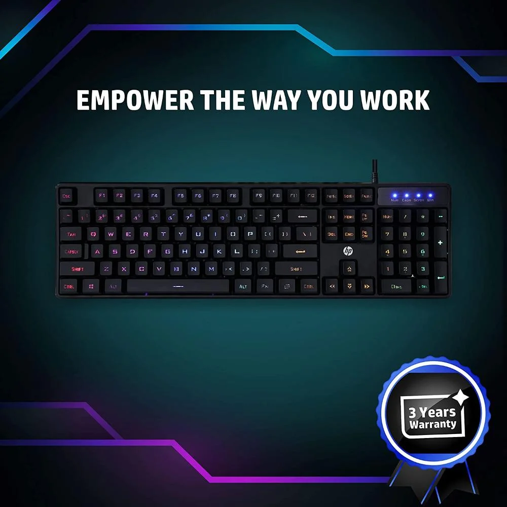 Imagem 2 de 5 do produto Teclado Gamer Hp K300 C/ Fio Usb Abnt2 Preto