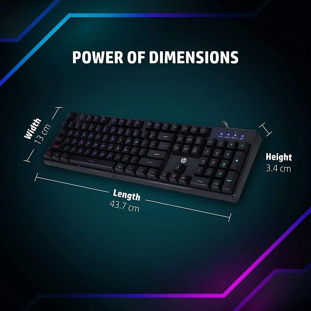 Imagem 3 de 5 do produto Teclado Gamer Hp K300 C/ Fio Usb Abnt2 Preto