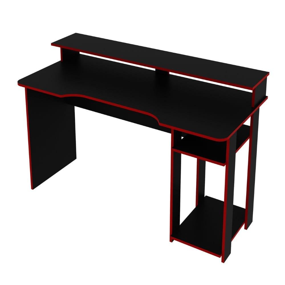 Mesa Gamer Tecno Mobili, Preto E Vermelho - Me4153