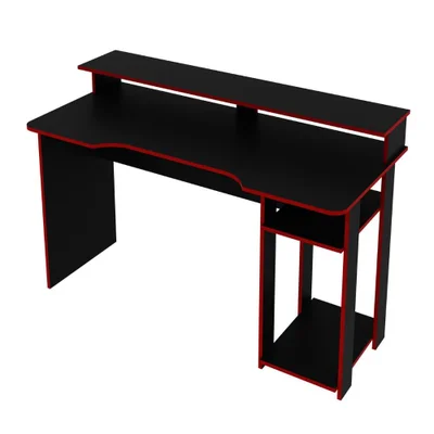 Mesa Gamer Tecno Mobili, Preto E Vermelho - Me4153