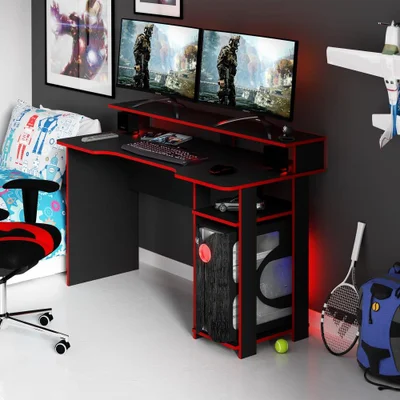 Mesa Gamer Tecno Mobili, Preto E Vermelho - Me4153 — foto 11