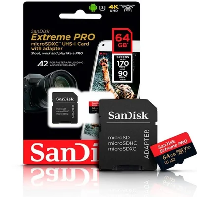 Micro Sdxc Sandisk Extreme Pro 64gb C10 U3 A2 170mbs