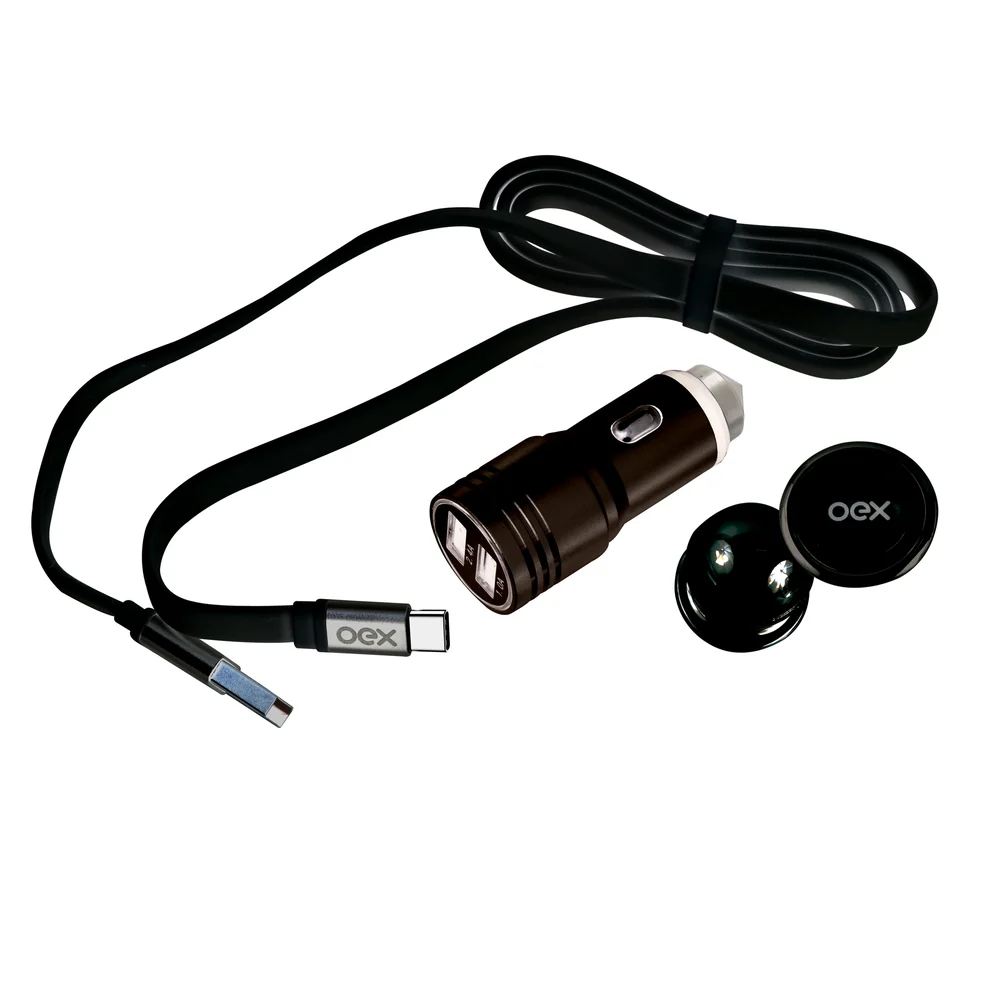 Imagem 1 de 3 do produto Kit Cabo Carregador Suporte Veicular  Usb Tipo C