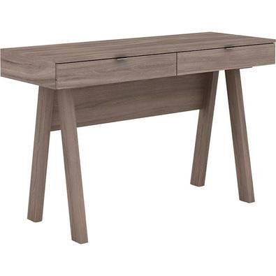 Mesa escrivaninha Escritório Tecnomobili ME4128, possui 2 gavetas com puxadores em aluminio escovado, material em MDP, acabamento em BP, pés em MDF la