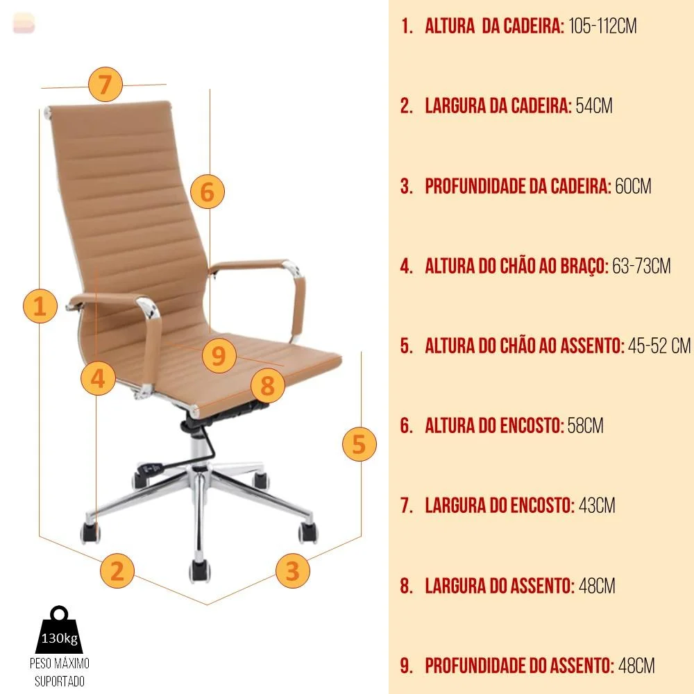 Imagem 3 de 5 do produto Conjunto Com 1 Cadeira Presidente Giratória E 2 Cadeiras Diretor Giratória Regulagem De Altura A Gas Esteirinha Boston Caramelo