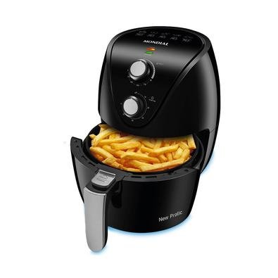 Com design sofisticado e qualidade Mondial, a Air Fryer New Pratic torna o ato de cozinhar ainda mais prazeroso. A capacidade de 3,5L torna a fritadei