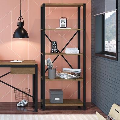 Estante de Aço 5 Prateleiras 14060 Artesano Estante da Linha Steel Light que combina beleza e rusticidade. Confeccionada em madeira ecologicamente c
