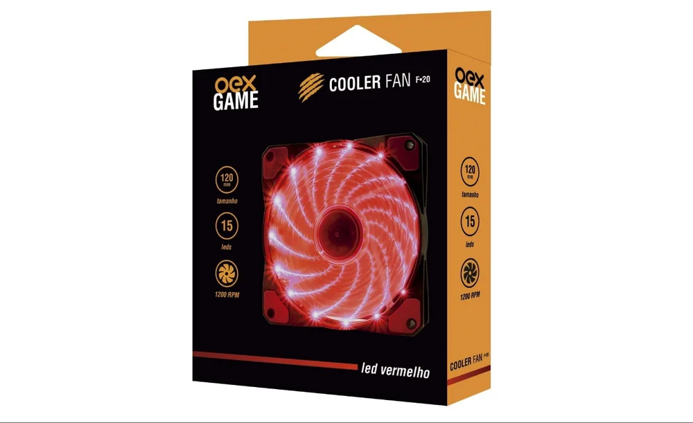 Imagem 4 de 4 do produto Cooler FAN OEX Game, LED, Para Gabinete, Vermelho - F20