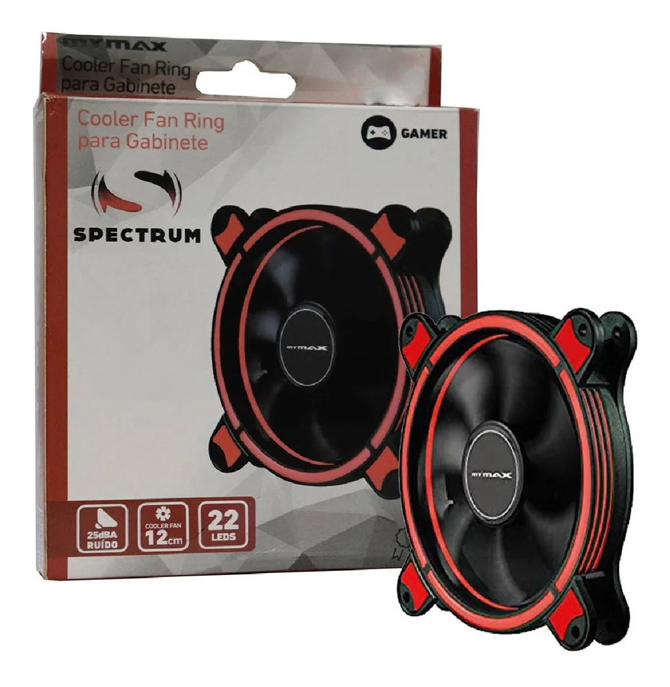 Imagem 3 de 4 do produto Cooler FAN Mymax Spectrum Ring, 120mm, LED Vermelho - MYC/FC-SP12025/RD