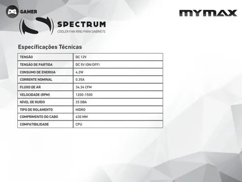 Imagem 4 de 4 do produto Cooler FAN Mymax Spectrum Ring, 120mm, LED Vermelho - MYC/FC-SP12025/RD