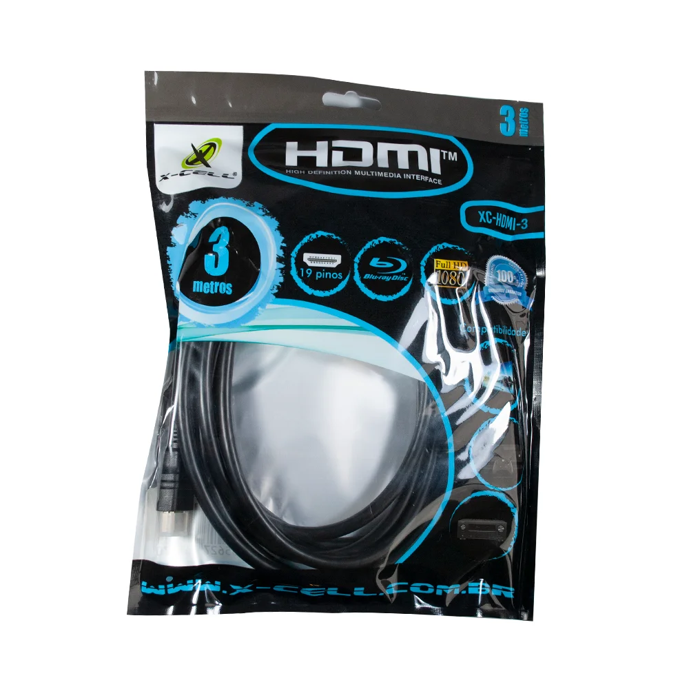 Imagem 4 de 5 do produto Cabo HDMI Macho x HDMI Macho 1.4V, 3 metros com Filtro, XC-HDMI-3M , Preto, X-CELL