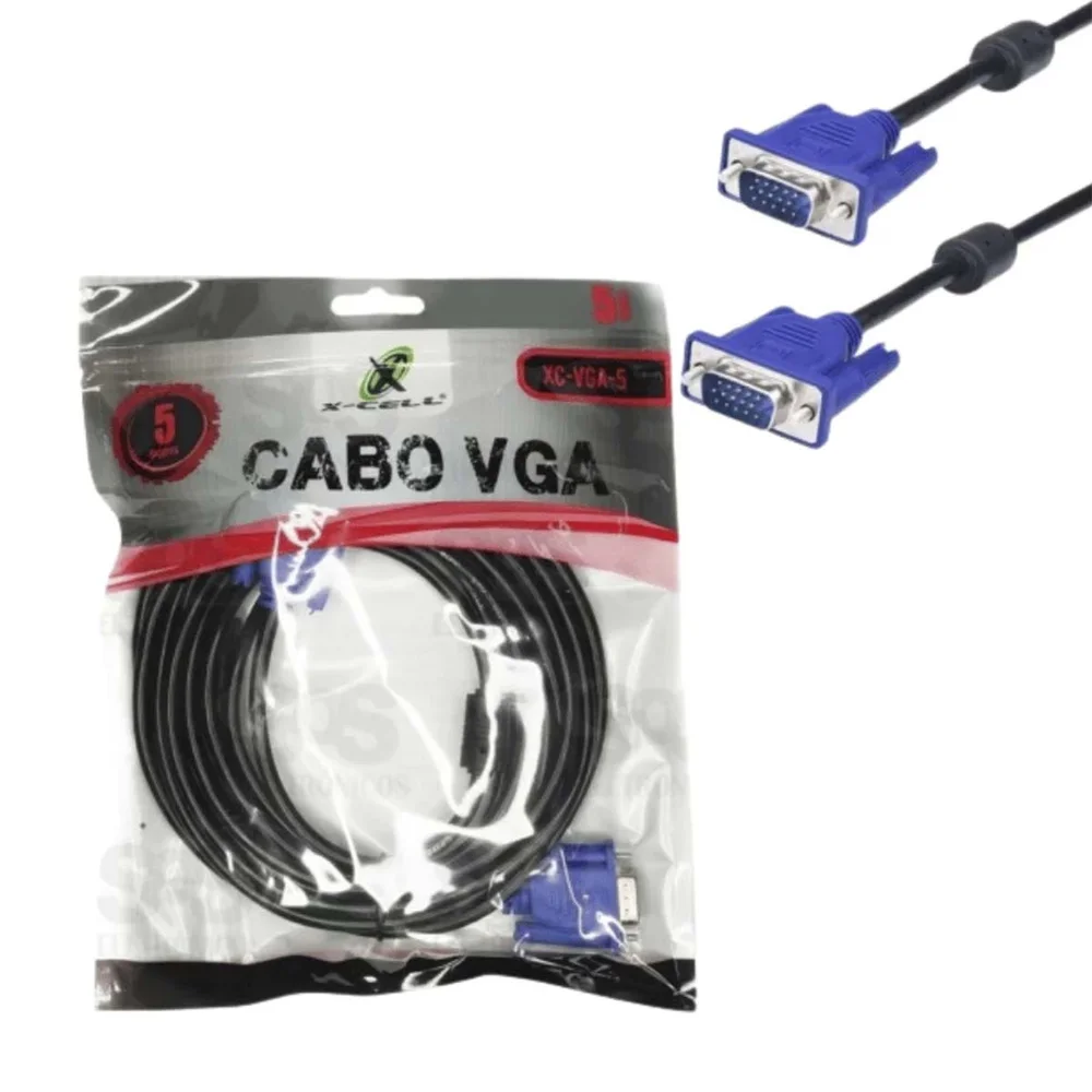 Imagem 2 de 5 do produto Cabo VGA Macho x VGA Macho, 5 metros, XC-VGA5, Preto X-CELL