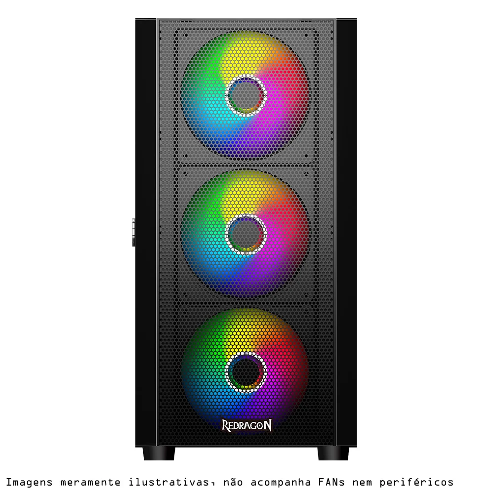 Imagem 2 de 5 do produto Gabinete Gamer Redragon Skyfire Preto Mid Tower Lateral Vidro Temperado Sem Fan - Gc-xa211