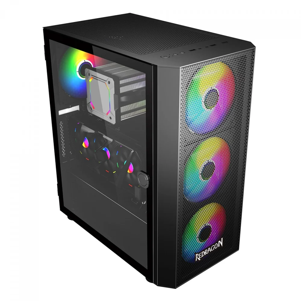 Imagem 5 de 5 do produto Gabinete Gamer Redragon Skyfire Preto Mid Tower Lateral Vidro Temperado Sem Fan - Gc-xa211