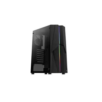 Gabinete Gamer Aerocool Mecha Mid Tower Rgb Usb 3.0 Vidro Temperado - Preto