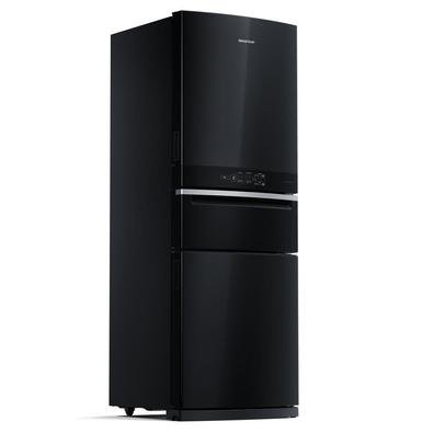 A Geladeira Brastemp Frost Free Inverse 3 com 419 litros possui configuração Inverse, com geladeira em cima e freezer embaixo, deixando os alimentos n