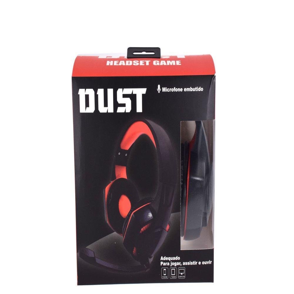 Imagem 3 de 5 do produto Headset Gamer Dust, Vermelho, Com Led