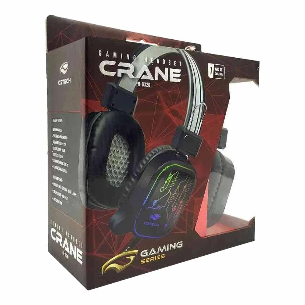 Imagem 3 de 5 do produto Headset Gamer C3Tech Crane II PH-G320BKV2, RGB, Com Microfone, USB