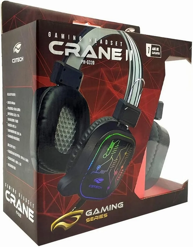Imagem 5 de 5 do produto Headset Gamer C3Tech Crane II PH-G320BKV2, RGB, Com Microfone, USB