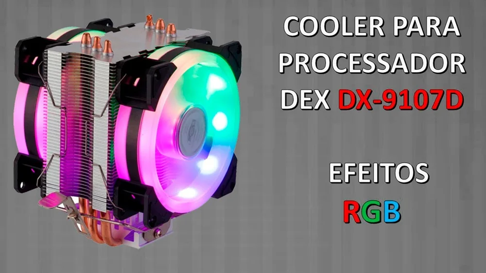 Imagem 4 de 5 do produto Cooler Para Processador DEX Universal, Dupla Face, RGB, Intel e AMD, FAN Duplo, TDP 130W - DX-9107D
