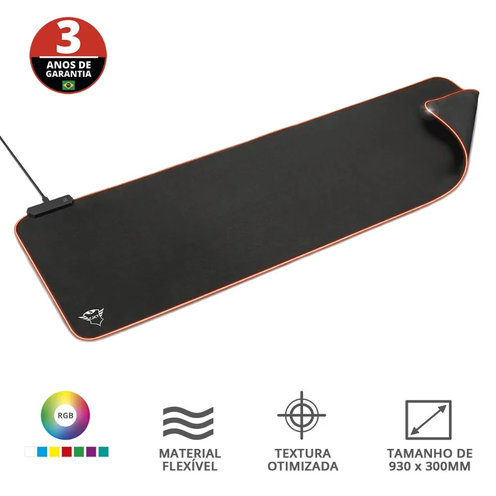 Imagem 5 de 5 do produto Mouse Pad Trust, Gxt764, Led Rgb, Extra Grande, 93cmx30cm, Preto.