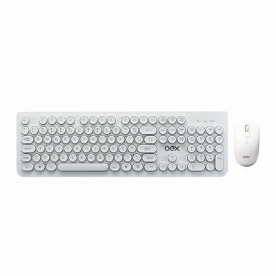 Teclado E Mouse Sem Fio OEX Tm410 Pop, USB, ABNT2, Teclas redondas e silenciosas, Branco