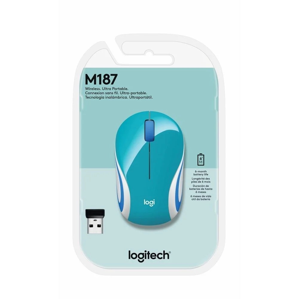 Imagem 2 de 5 do produto Mouse Sem Fio Wireless Ultraportátil Logitech M187 Teal