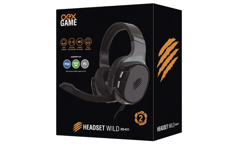 Headset Gamer Preto OEX Wild HS411 P3 com adapt. P2 Headset Gamer Preto OEX Wild HS411 P3 com adapt. P2