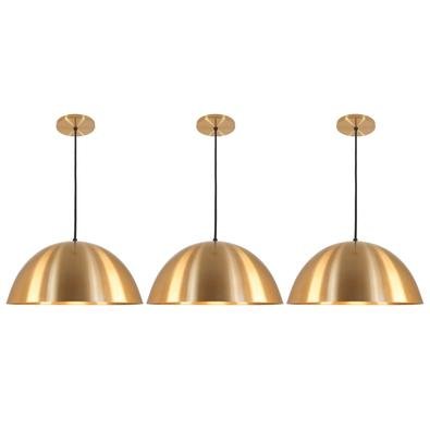 Pendente Meia Lua Deluxe ECO Dourado Kit com 3 O Pendente Meia Lua Deluxe é uma peça decorativa, servindo para atender o exigente mercado da iluminaçã