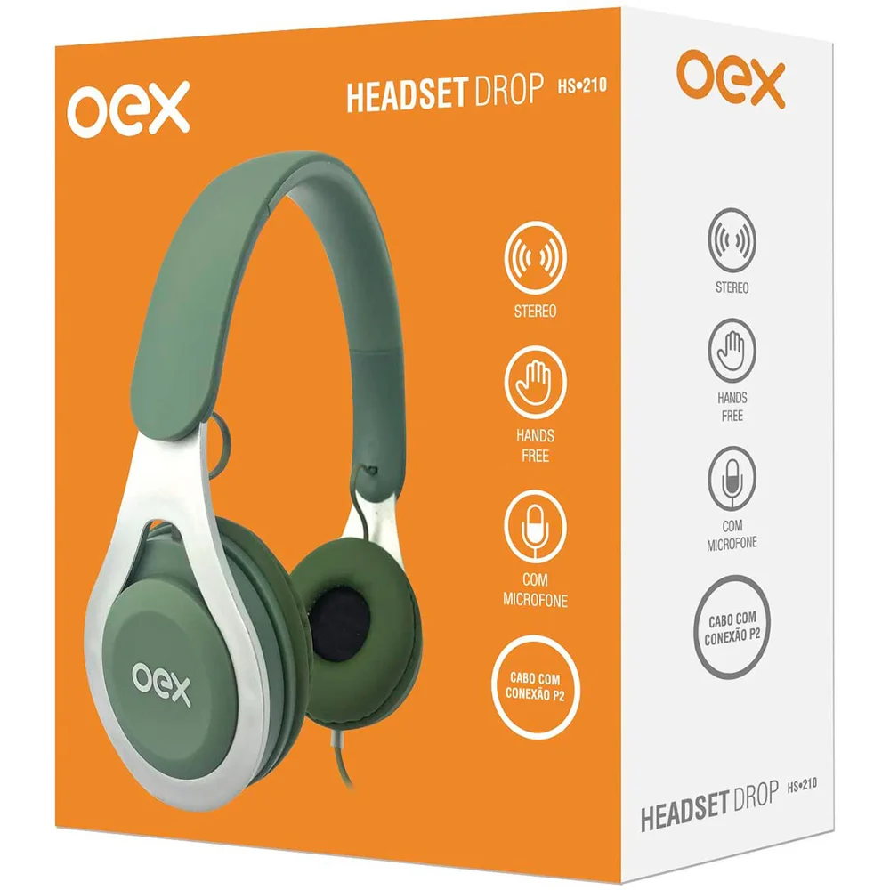 Imagem 4 de 4 do produto Fone De Ouvido Oex Drop Hs210, P2 De 3.5mm, Verde - C/ Microfone