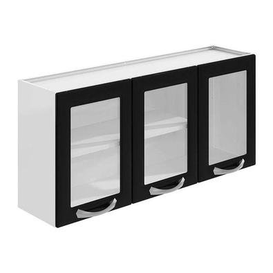 Armário de Cozinha Aéreo Itatiaia Premium 3 Portas 3 Vidros Preto IPV3-120Fabricado em aço de alta qualidade, testado e verificado em laboratório próp