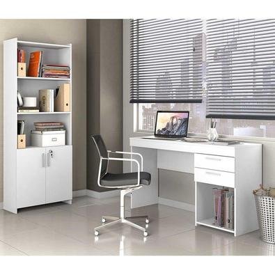 Conjunto Escritorio 2 Peças com Escrivaninha 2 Gavetas Office e Armario Multiuso 2 Portas Branco Produzidos com material de alto padrão de qualidade q