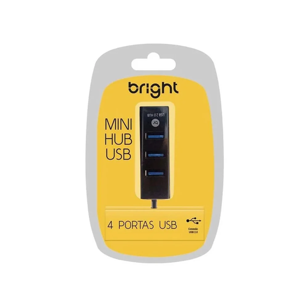 Imagem 2 de 5 do produto Mini Hub Usb Bright 4 Portas 2.0 Preto - 0059