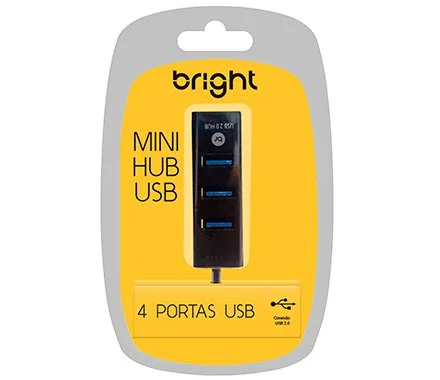 Imagem 4 de 5 do produto Mini Hub Usb Bright 4 Portas 2.0 Preto - 0059