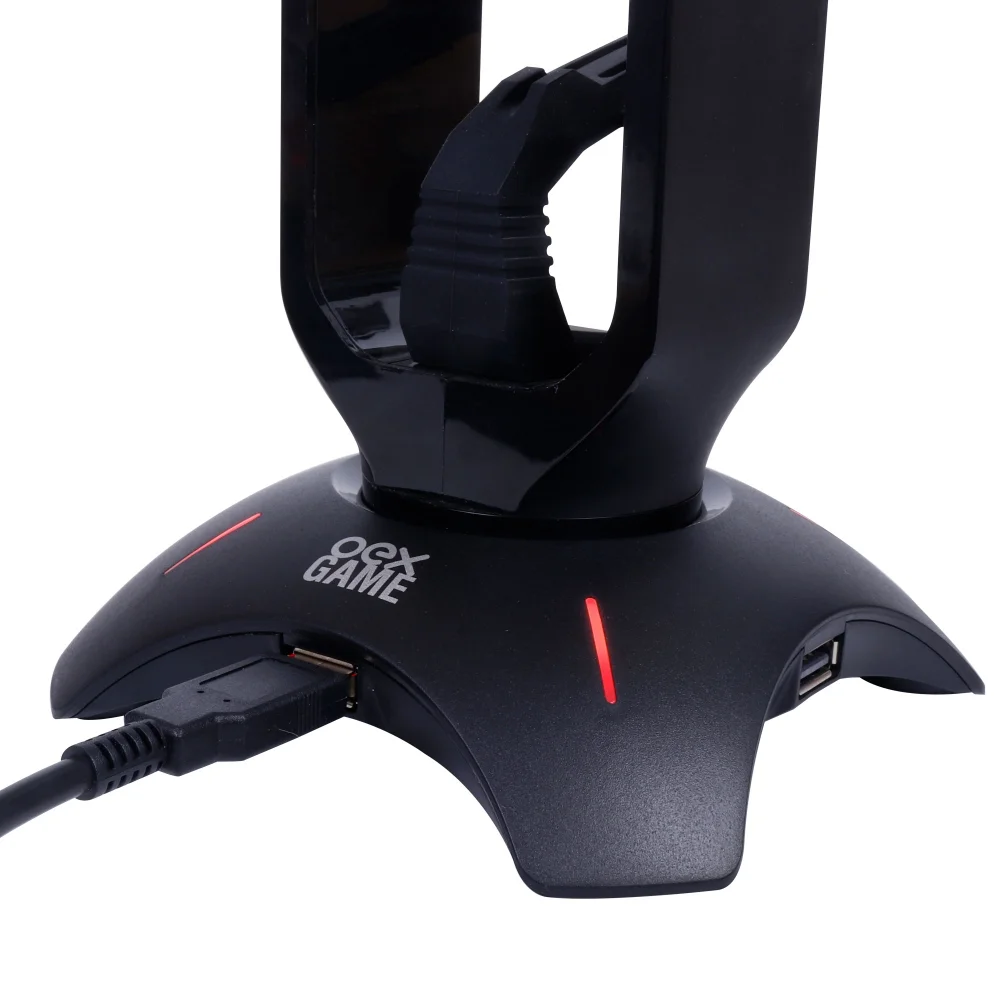 Imagem 2 de 4 do produto Suporte OEX, Para Headset Gamer, Com Mouse Bungee E HUB USB, LED RGB - Squad SG100