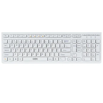 Teclado Flat Com Fio Tc300 Branco Abnt2 Oex