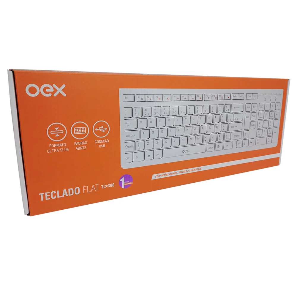 Imagem 3 de 4 do produto Teclado Flat Com Fio Tc300 Branco Abnt2 Oex