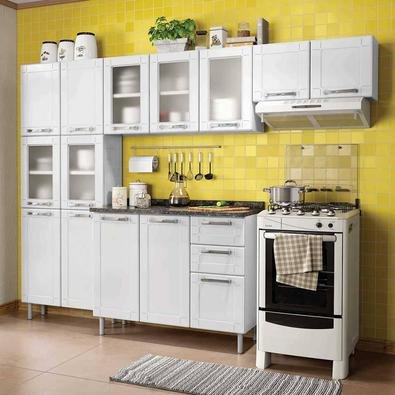 Cozinha Bertolini Multipla Compacta 4 Pecas 5 Vidros Branco Paneleiro Duplo, Armarios Aereos e Gabinete A linha de produtos em aço Múltipla, da Bertol