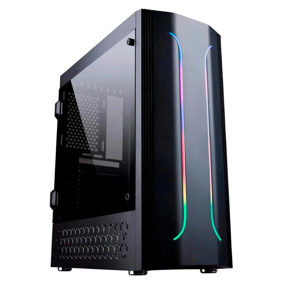 Gabinete Gamer Bluecase, Bg-011, Preto, S/ Fonte, LED RGB, USB 3.0 Frontal